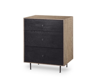Matilda Nightstand - 3 Drawer / Black
